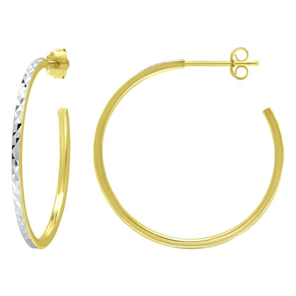 Designs by FMC Sterling Silver Two-Tone J Hoop Earrings