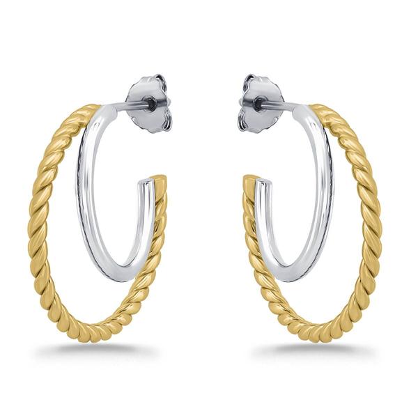 Designs by FMC Two-Tone 20mm Double C Post Hoop Earrings