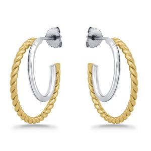 Designs by FMC Two-Tone 20mm Double C Post Hoop Earrings