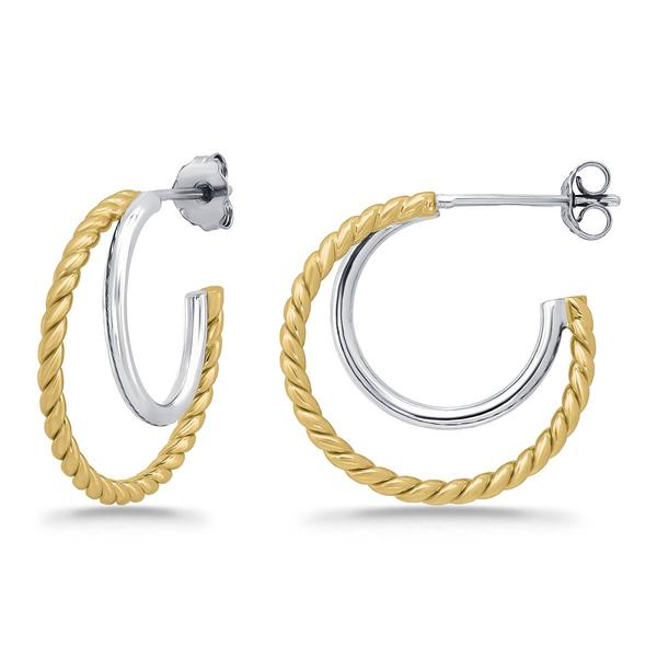 Designs by FMC Two-Tone 20mm Double C Post Hoop Earrings alternate view