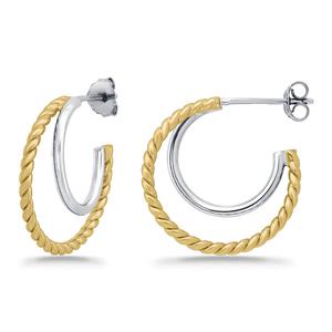 Designs by FMC Two-Tone 20mm Double C Post Hoop Earrings alternate view