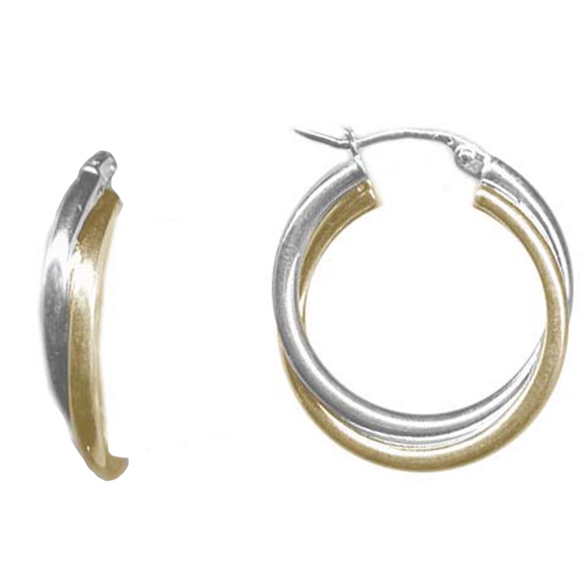 Designs By FMC Sterling Silver Two-Tone Intertwined Hoop Earrings