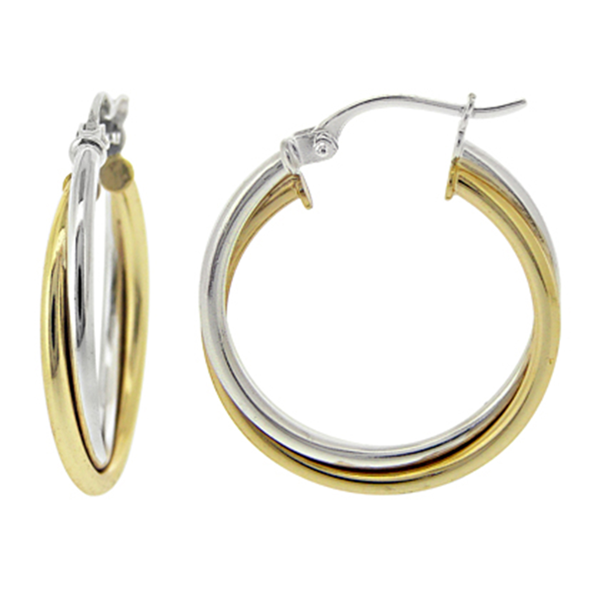 Designs By FMC Sterling Silver Two-Tone Double Hoop Earrings