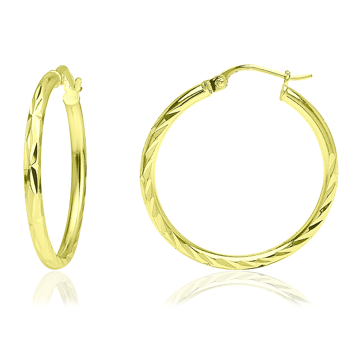 Design By FMC14kt. Gold Plated Over Sterling Silver Hoop Earrings