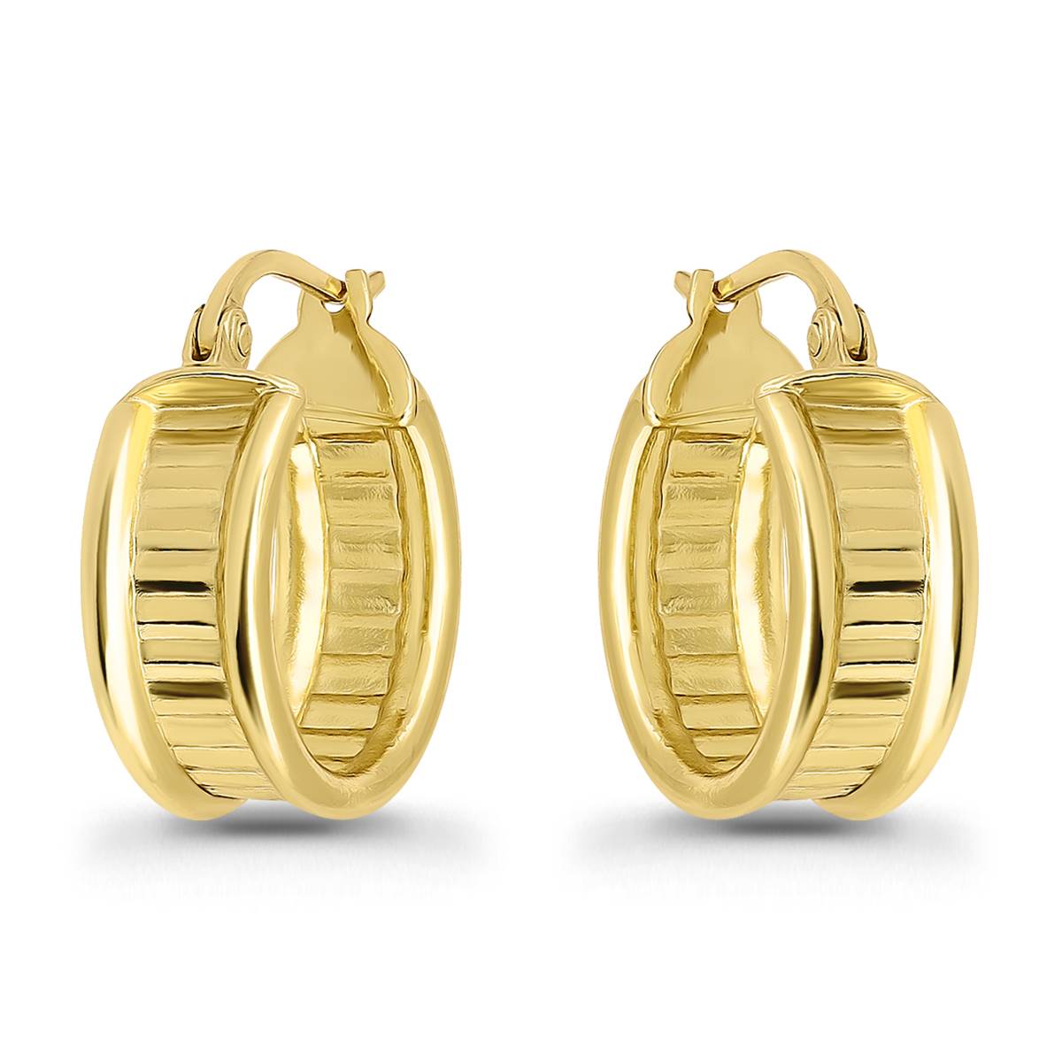 Designs By FMC Textured & Polish Design Click-Top Hoop Earrings