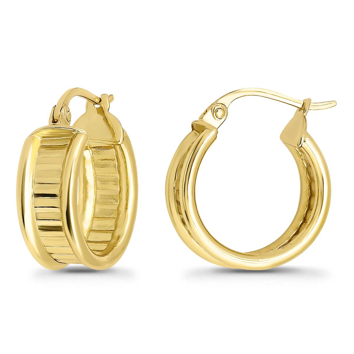 Designs By FMC Textured & Polish Design Click-Top Hoop Earrings