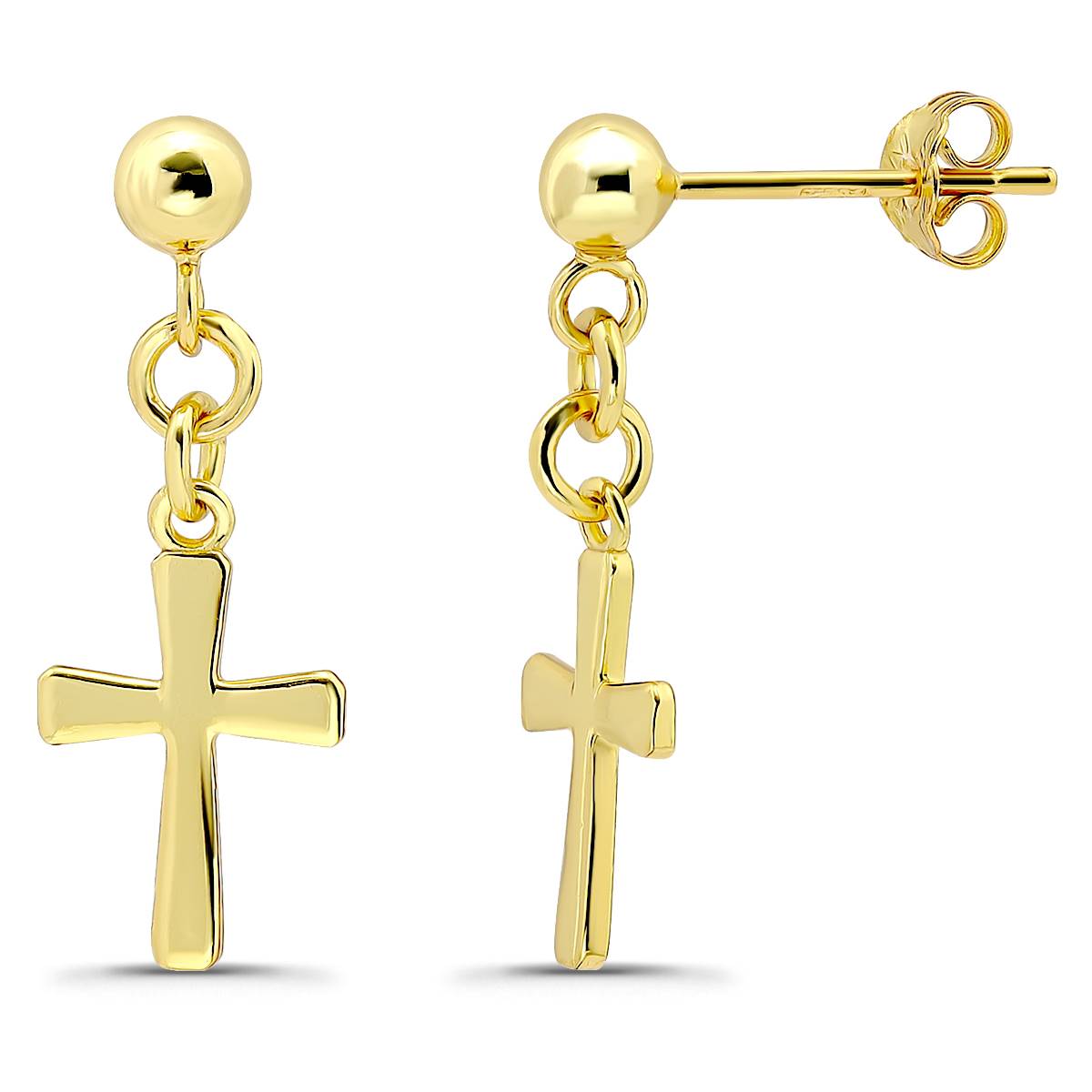 Designs By FMC Polished Cross Drop Post Earrings