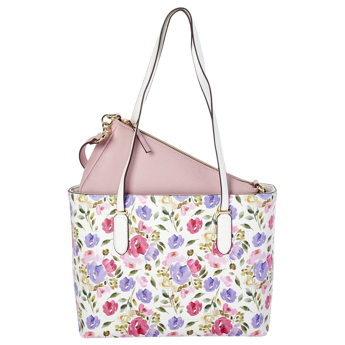 Nanette Lepore Anderson Pink Floral Tote With Solid Bag In A Bag