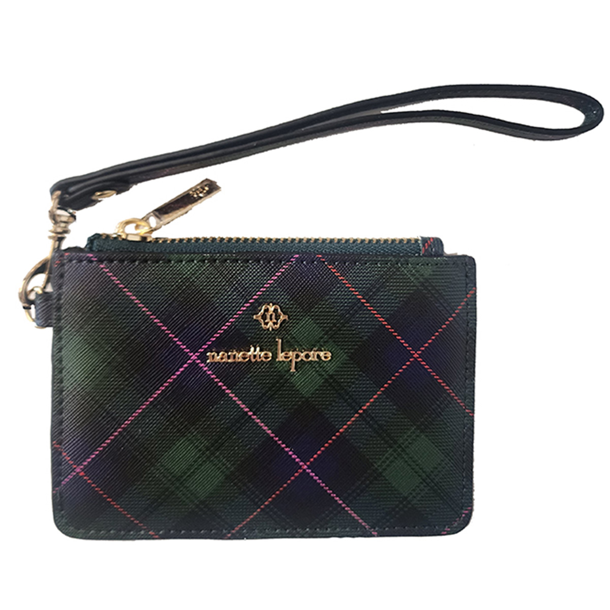 Womens Nanette Lepore Becki Top Zip Card Wristlet - Navy Tartan