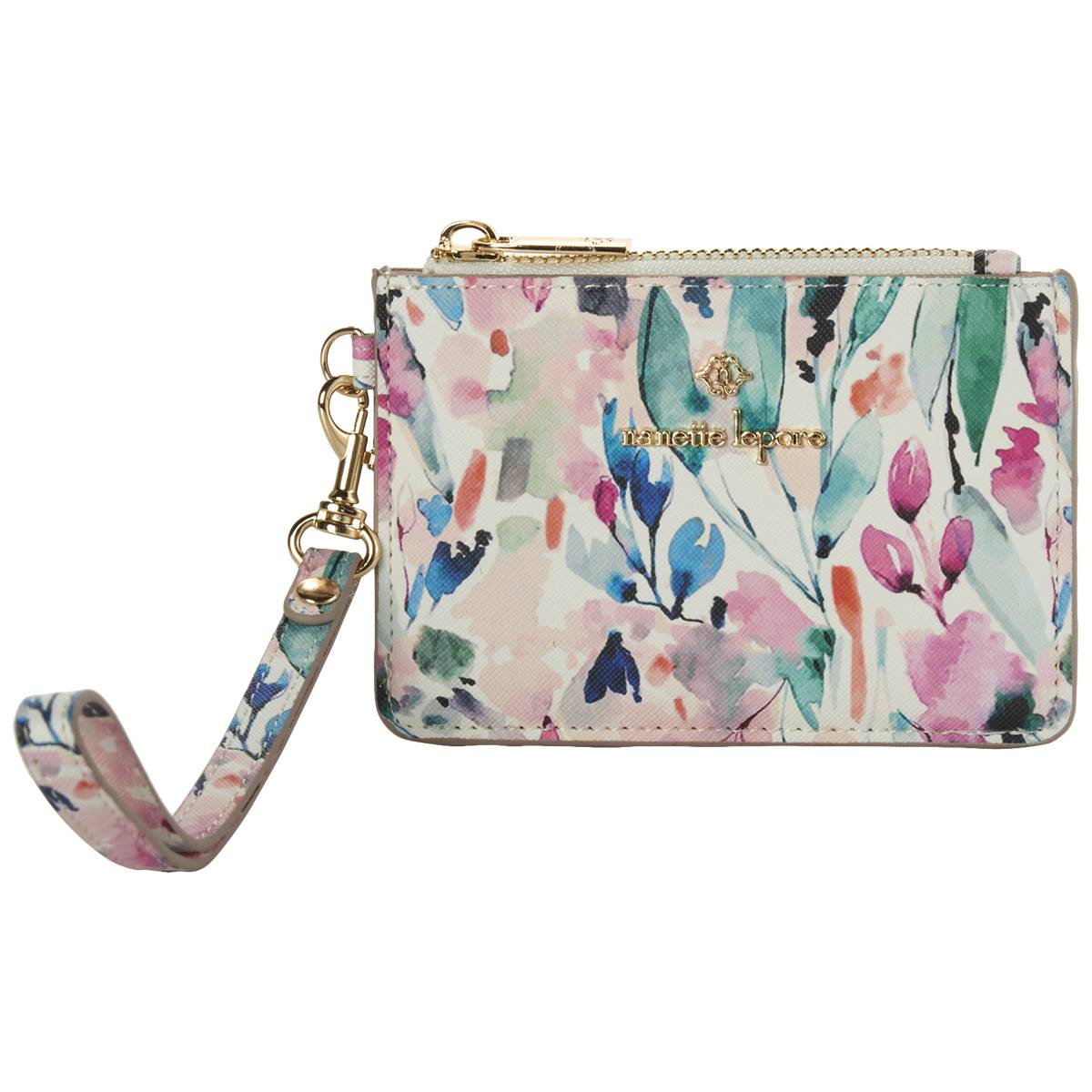 Womens Nanette Lepore Becki Zip Card Wristlet - Winter Watercolor