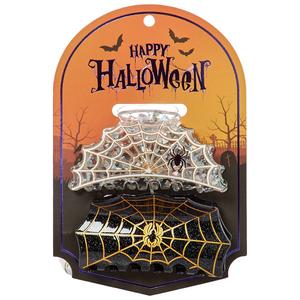 Womens Happy Halloween 2pk. Spider Web Claw Clips