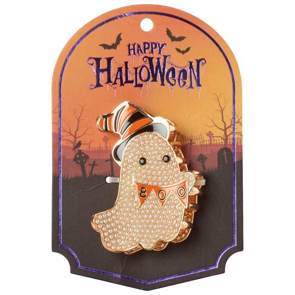 Womens Happy Halloween Ghost Pearl Claw Clips