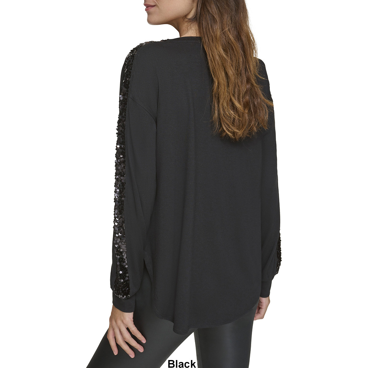 Womens Andrew Marc Sport Long Sleeve Tee W/Sequin Detail