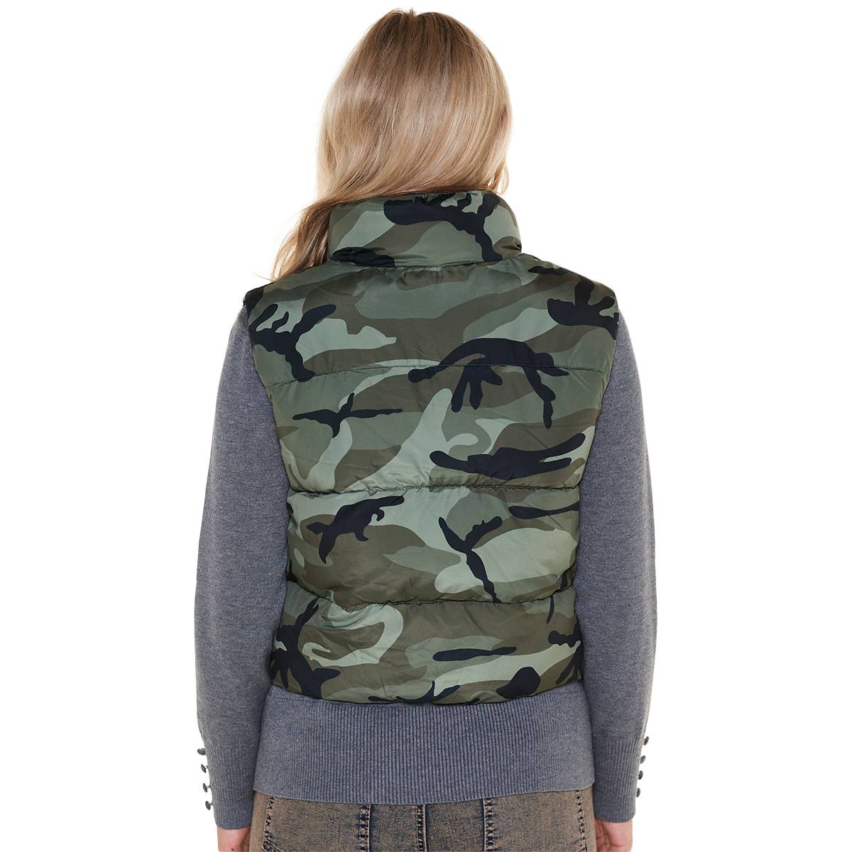 Juniors Madden Girl Kelly Camo Bungee Puffer Vest