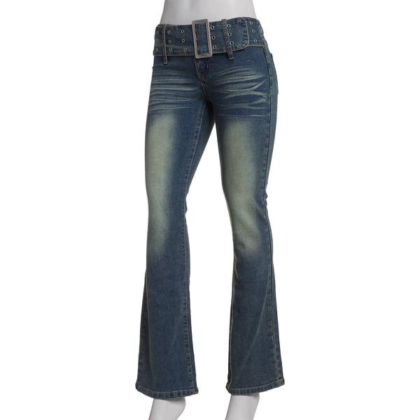 Juniors Madden Girl Belted Bootcut Denim Jeans