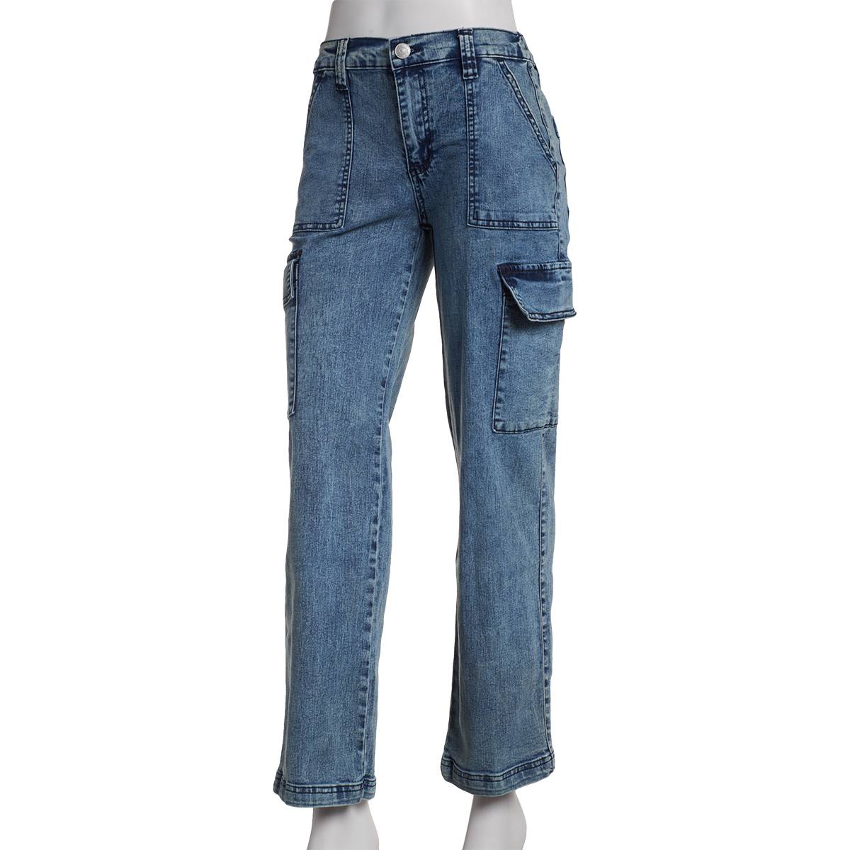 Juniors Madden Girl Acid Washed Cargo Skater Jeans