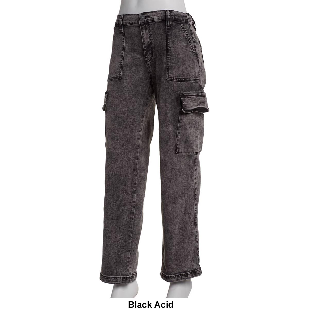 Juniors Madden Girl Acid Washed Cargo Skater Jeans