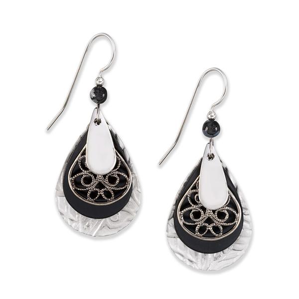 Silver Forest Silver-Tone Layered Teardrop Earrings with Filigree