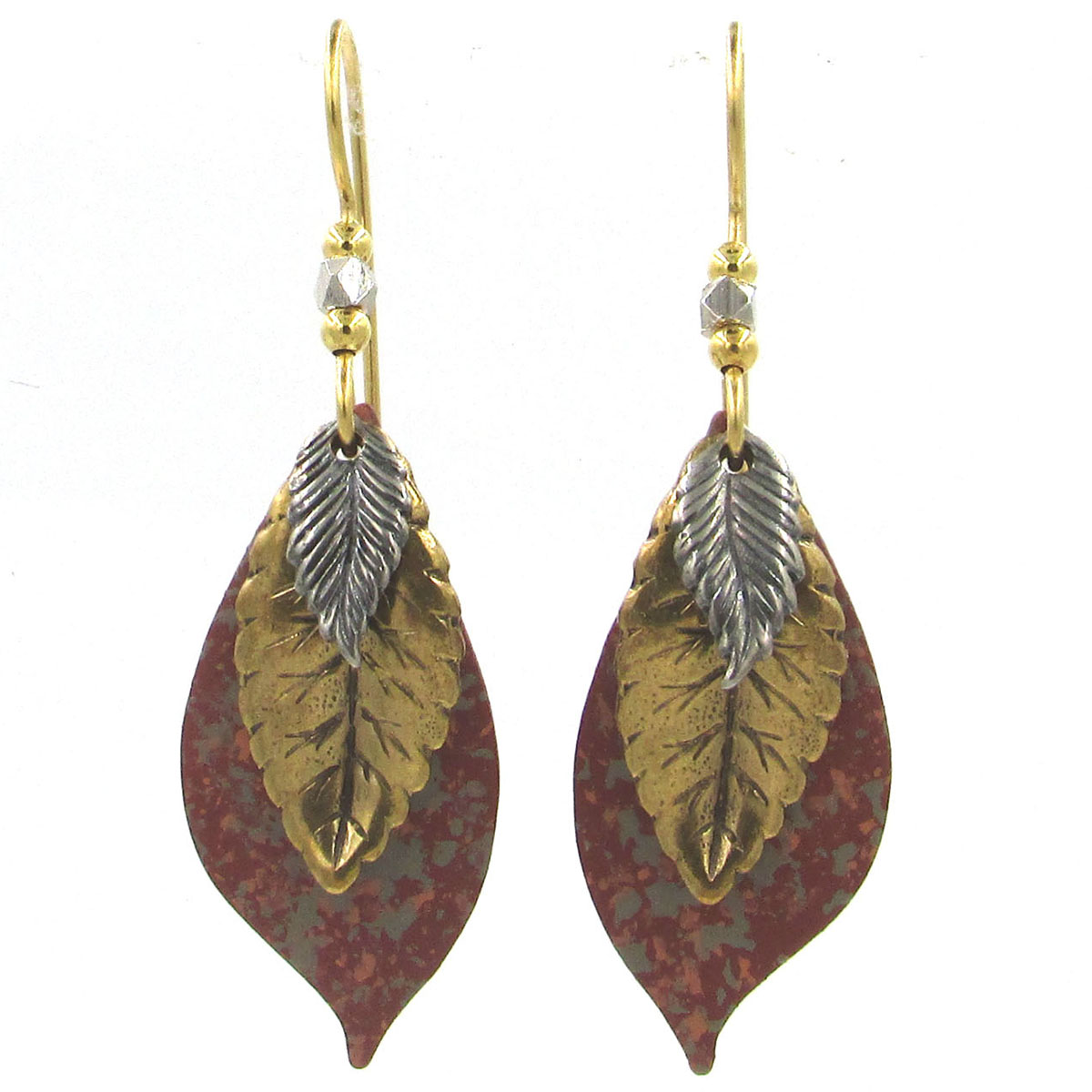 Silver Forest Mixed Metal Terracotta Raku Finish Layered Earrings