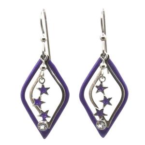 Silver Forest Silver & Purple Diamond-Shaped Star Drop Earrings