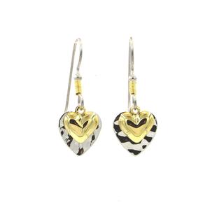 Silver Forest Layered Hearts Wire Drop Earrings