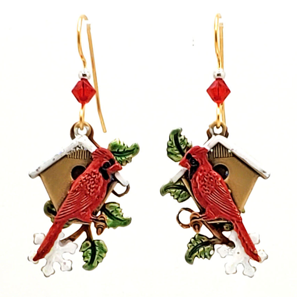 Silver Forest Gold-Tone Cardinal Drop Earrings