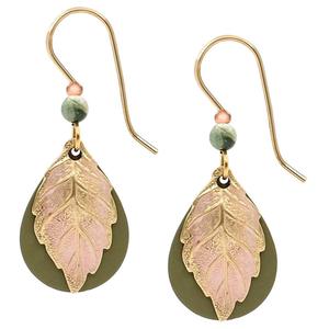 Silver Forest Gold-Tone Layered Leaf Teardrop Earrings