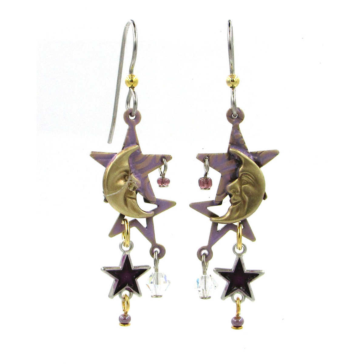 Silver Forest Mixed Metal Celestial Dangle Earrings