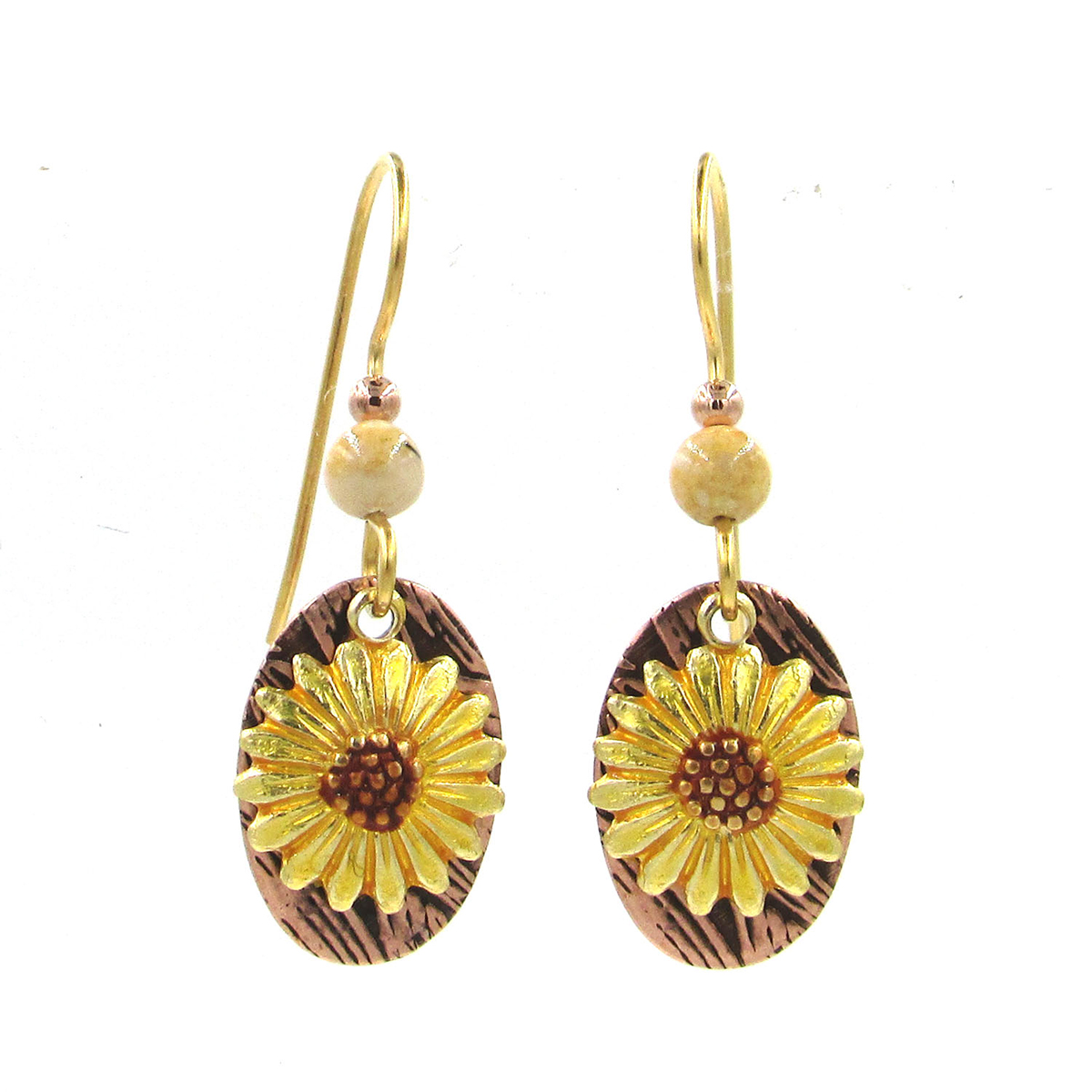 Silver Forest Gold-Tone Warm Sunflower Drop Earrings