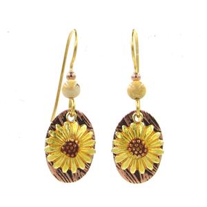 Silver Forest Gold-Tone Warm Sunflower Drop Earrings