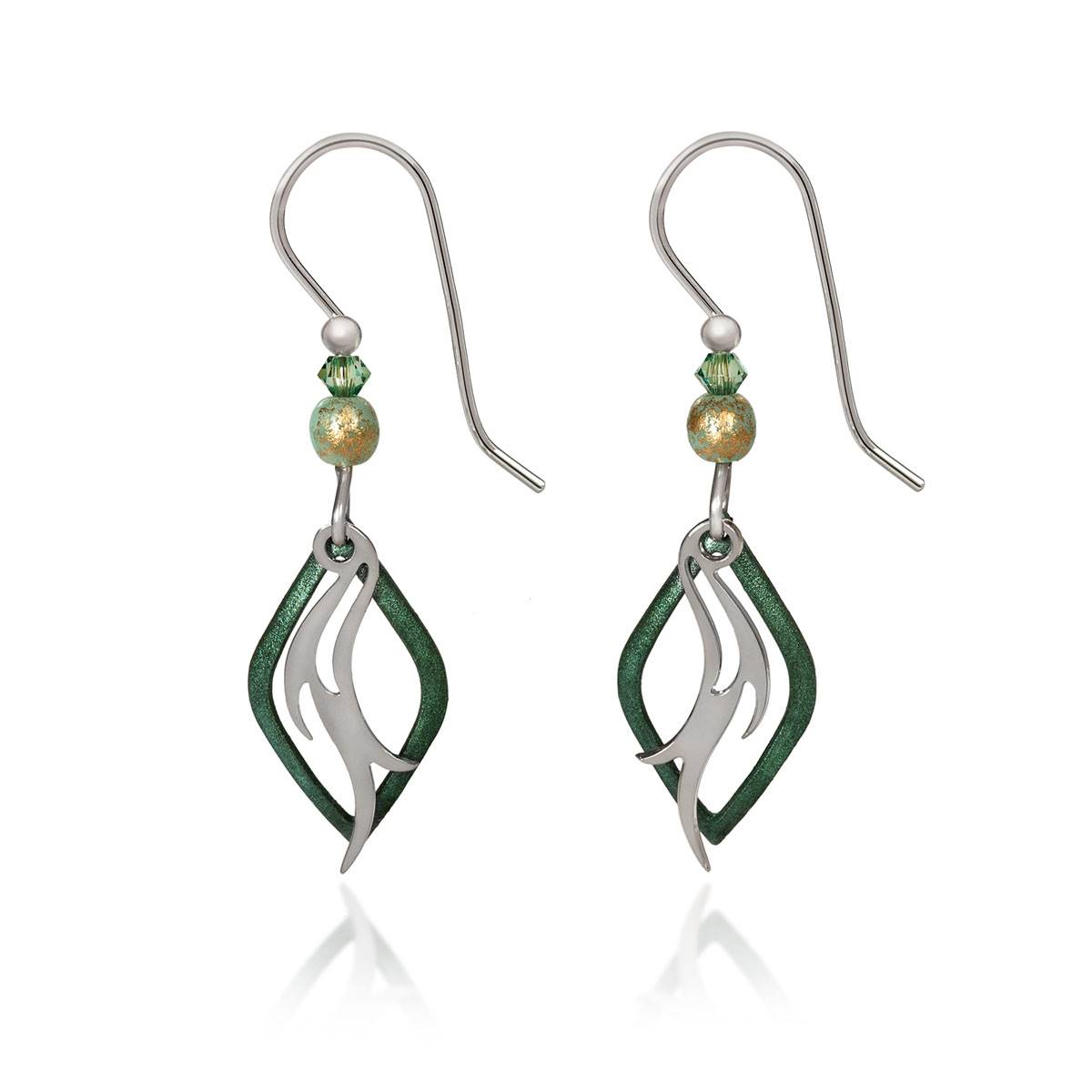 Silver Forest Abstract Flame In Open Diamond Drop Earrings