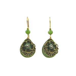 Silver Forest Teardrop with Flower & Filigree Earrings