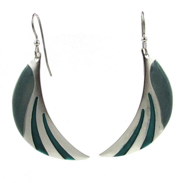 Silver Forest Silver Tone Curl w/Shades Of Blue Dangle Earrings