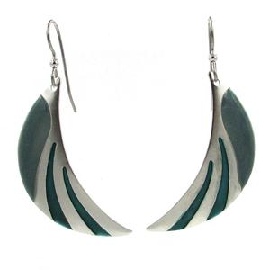 Silver Forest Silver Tone Curl w/Shades Of Blue Dangle Earrings
