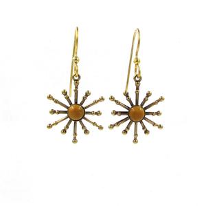 Silver Forest Spoke Design w/Yellow Jasper Center Earrings