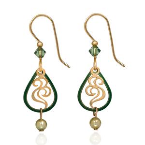 Silver Forest Open Teardrops w/ Swirls Dangle Earrings