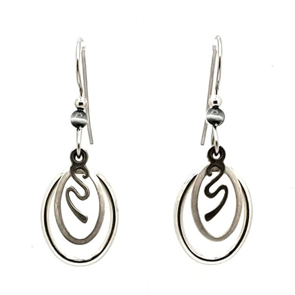 Silver Forest Silver-Tone Squiggles In Ovals Dangle Earrings
