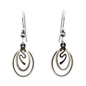Silver Forest Silver-Tone Squiggles In Ovals Dangle Earrings