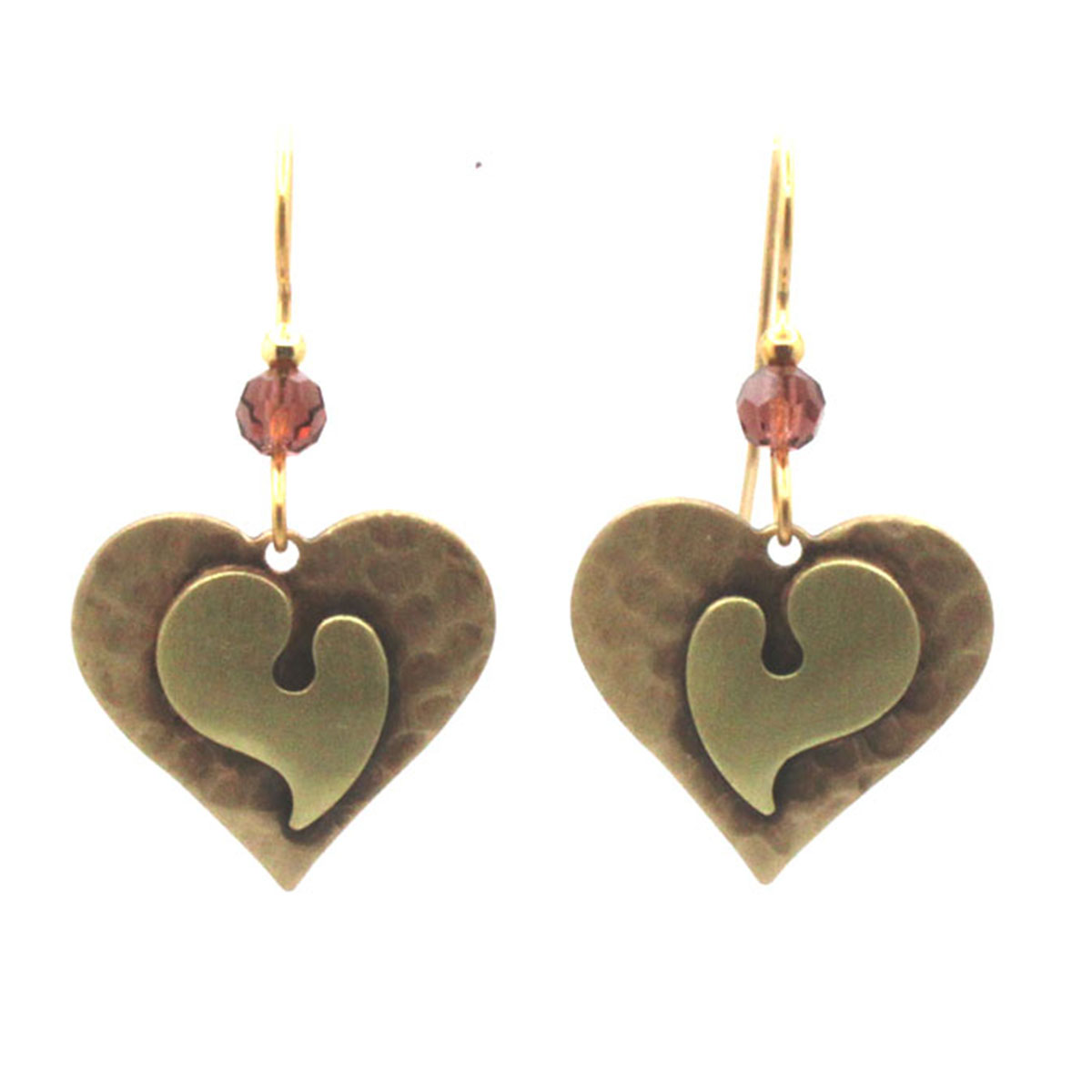 Silver Forest Contemporary Heart On Heart Dangle Earrings