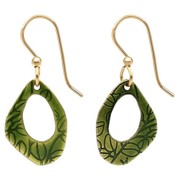 Silver Forest Gold-Tone Organic Leaf Textured Open Earrings