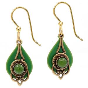 Silver Forest Jade Stone Layered Teardrop Earrings