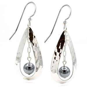 Silver Forest Silver-Tone Teardrop Earrings with Bead Drop