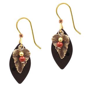 Silver Forest Textured Leaf Football-Shaped Earrings