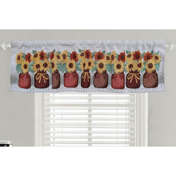 Sunflower Mason Jar Tapestry Valance - 54x15