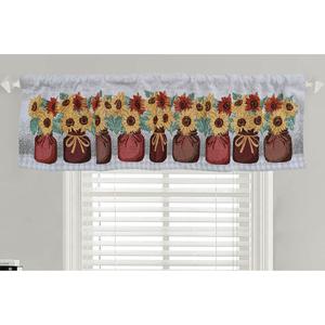 Sunflower Mason Jar Tapestry Valance - 54x15