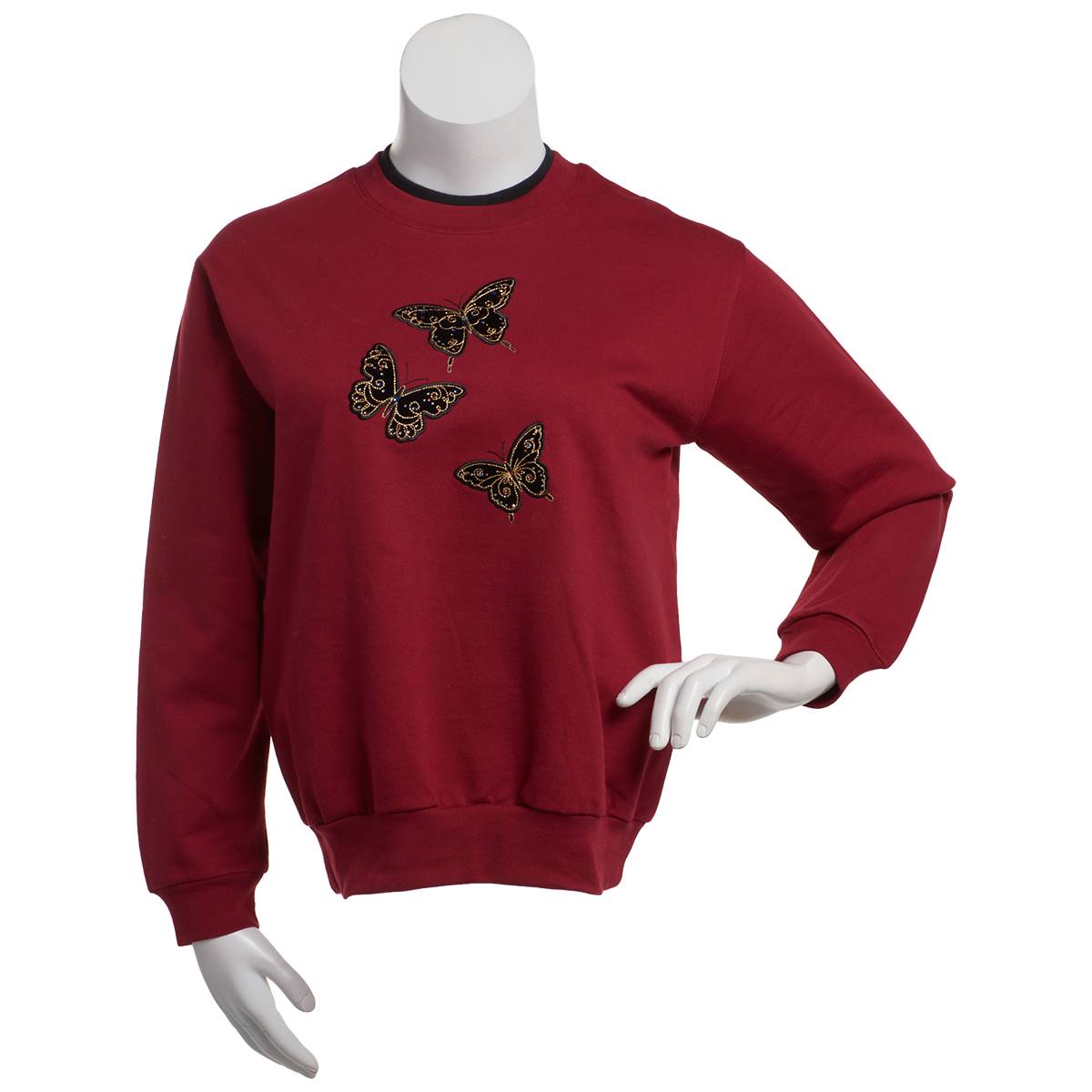 Womens Top Stitch by Morning Sun Butterfly Applique Sweatshirt