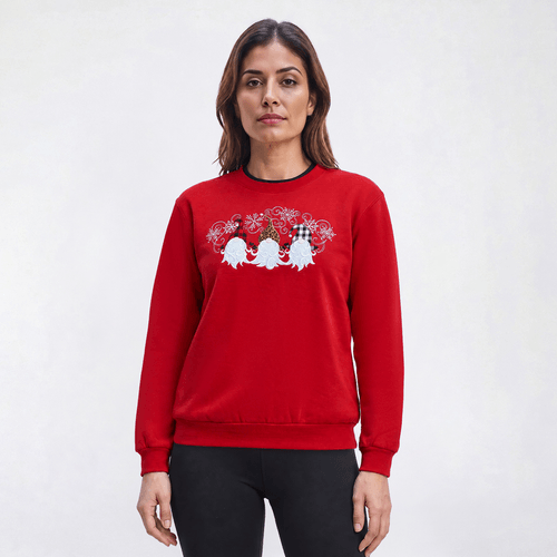 Womens Top Stitch by Morning Sun Gnomes Fleece Sweatshirt