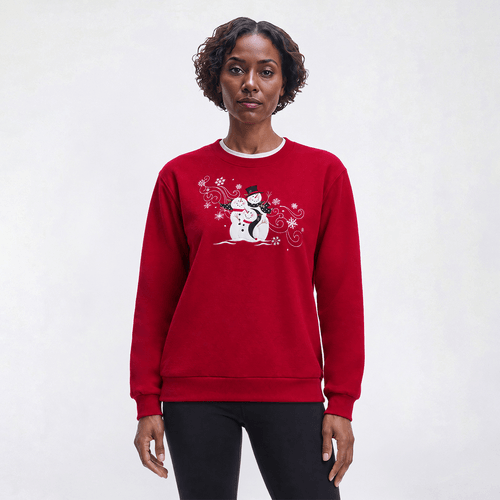 Womens Top Stitch by Morning Sun Snowmen Fleece Sweatshirt