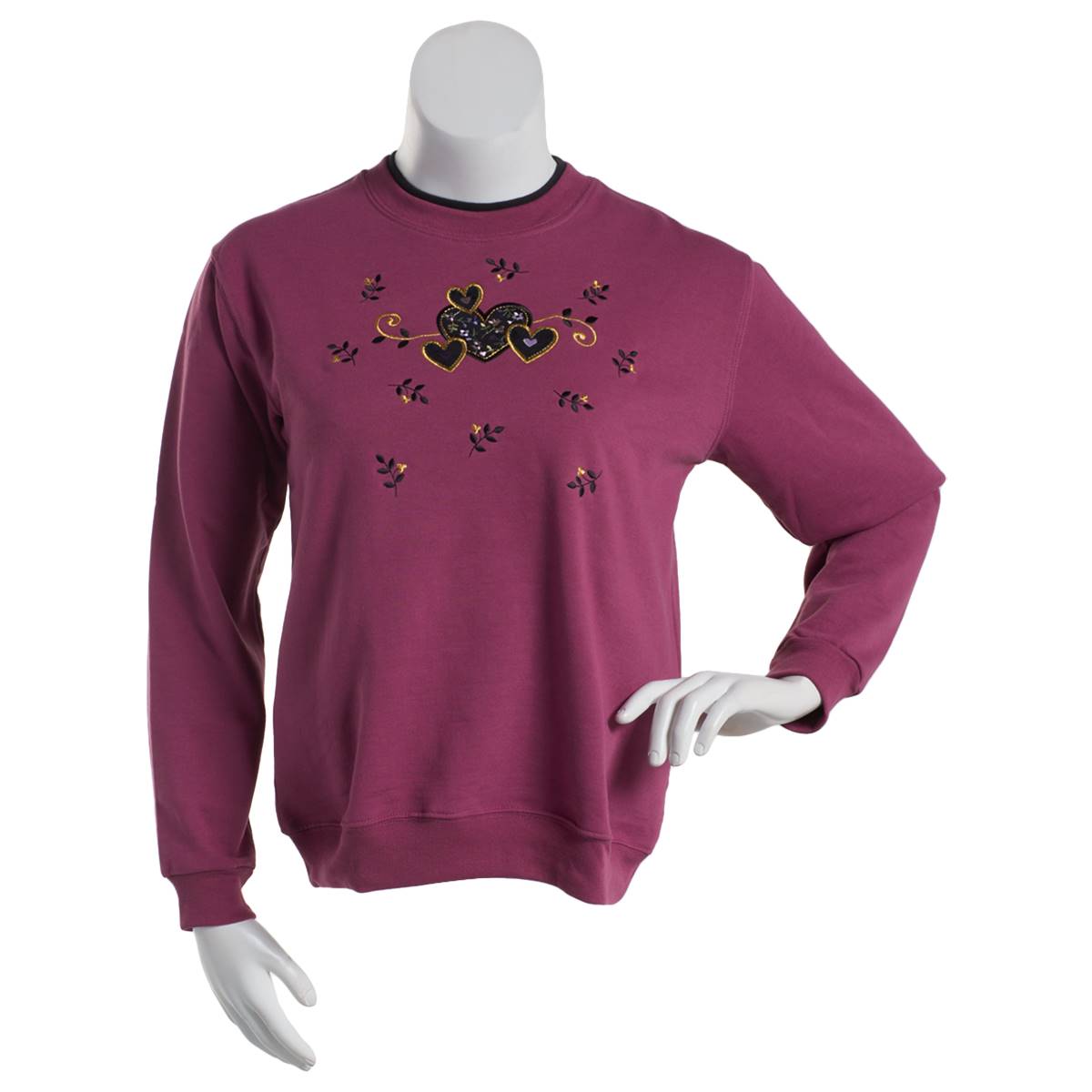 Plus Size Top Stitch By Morning Sun Velvet Hearts Sweatshirt