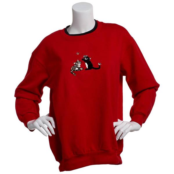 Womens Top Stitch By Morning Sun Cats Fleece Sweatshirt